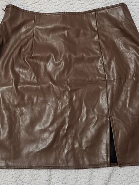 SHEIN Chocolate Brown Faux Leather Mini Skirt
